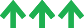 Three green up arrows