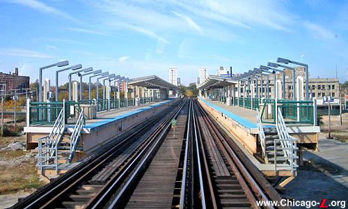 Ashland station, looking north at rapid transit station and bus terminal